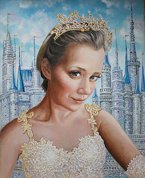 Children mural- oil portrait Disney princess painting by Richard Ancheta - Montreal.