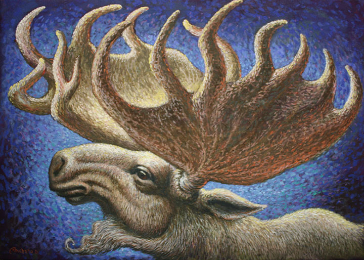 Moose - oil painting, moose art by Richard Ancheta.