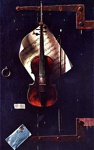 William Michael Harnett , "The Old Violin", trompe l'oeil painting