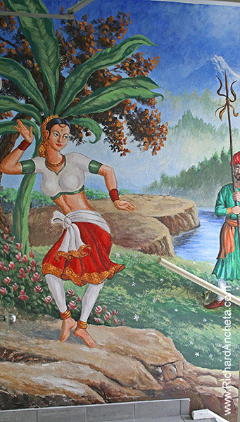 Indian restaurant mural painting, lady dancing by Richard Ancheta  - Montreal