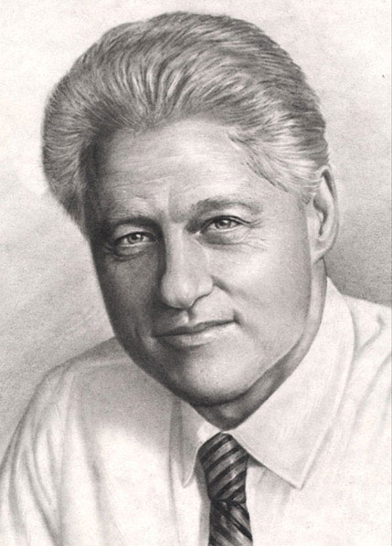 President Bill Clinton - Charcoal Portrait by Richard Ancheta - Montreal


